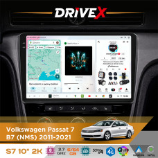 Штатна магнітола для Volkswagen Passat 7 (B7) (NMS) 2011-2021 DriveX S7 2K QLED 10" Android 8-ядерний 2.7ГГц 6x64Гб SIM-картка 3G/4G AK7808 AB 4x50W DSP AK7739 VELVET бездротовий CarPlay та AndroidAuto