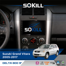 Штатна магнітола для Suzuki Escudo 2005+ SoKill DELTA-900 9" Android 4-ядерний 2+64Гб 4x45W бездротовий CarPlay та AndroidAuto