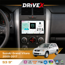 Штатна магнітола для Suzuki Escudo 2005+ DriveX S3 QLED 9" Android 8-ядерний 1.6ГГц 4x64Гб SIM-картка 3G/4G 7388 4x45W ASP TM2313 бездротовий CarPlay та AndroidAuto