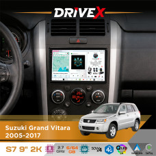 Штатна магнітола для Suzuki Grand Vitara 2005-2017 DriveX S7 2K QLED 9" Android 8-ядерний 2.7ГГц 6x64Гб SIM-картка 3G/4G AK7808 AB 4x50W DSP AK7739 VELVET бездротовий CarPlay та AndroidAuto
