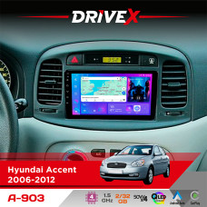 Штатна магнітола для Hyundai Verna 2006-2009 DriveX A-903 QLED 9" Android 4-ядерний 2+32Гб 4x50W(TDA7851) бездротовий CarPlay та AndroidAuto