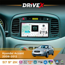 Штатна магнітола для Hyundai Verna 2006-2009 DriveX S7 2K QLED 9" Android 8-ядерний 2.7ГГц 6x64Гб SIM-картка 3G/4G AK7808 AB 4x50W DSP AK7739 VELVET бездротовий CarPlay та AndroidAuto