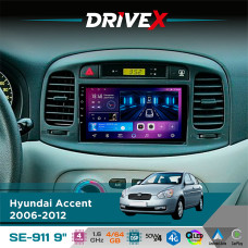 Штатна магнітола для Hyundai Accent 2006-2012 DriveX SE-911 4+64Гб QLED 9" Android 4-ядерний 4x50W(TDA7851) DSP бездротовий CarPlay та AndroidAuto