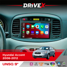 Штатна магнітола для Hyundai Accent 2006-2012 DriveX UN5 QLED 9" Android 4-ядерний 2+32Гб 4x45W бездротовий CarPlay та AndroidAuto