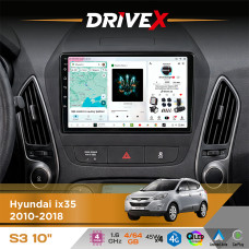 Штатна магнітола для Hyundai Tucson (LM) 2010-2018 DriveX S3 QLED 10" Android 8-ядерний 1.6ГГц 4x64Гб SIM-картка 3G/4G 7388 4x45W ASP TM2313 бездротовий CarPlay та AndroidAuto