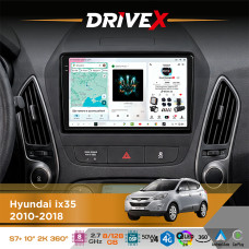 Штатна магнітола для Hyundai Tucson (LM) 2010-2018 DriveX S7+ 2K QLED 10" Android 8-ядерний 2.7ГГц 8x128Гб SIM-картка 3G/4G AK7808 AB 4x50W 360° DSP AK7739 VELVET бездротовий CarPlay та AndroidAuto