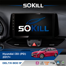 Штатна магнітола для Hyundai i30 (PD) 2017+ SoKill DELTA-900 9" Android 4-ядерний 2+64Гб 4x45W бездротовий CarPlay та AndroidAuto