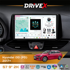 Штатна магнітола для Hyundai i30 (PD) 2017+ DriveX S7 2K QLED 9" Android 8-ядерний 2.7ГГц 6x64Гб SIM-картка 3G/4G AK7808 AB 4x50W DSP AK7739 VELVET бездротовий CarPlay та AndroidAuto