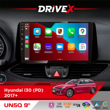 Штатна магнітола для Hyundai i30 (PD) 2017+ DriveX UN5 QLED 9" Android 4-ядерний 2+32Гб 4x45W бездротовий CarPlay та AndroidAuto