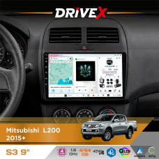 Штатна магнітола для Mitsubishi Pajero Sport 2015-2019 DriveX S3 QLED 9" Android 8-ядерний 1.6ГГц 4x64Гб SIM-картка 3G/4G 7388 4x45W ASP TM2313 бездротовий CarPlay та AndroidAuto