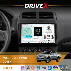 Штатна магнітола для Mitsubishi L200 2015+ DriveX S4 QLED 9" Android 8-ядерний 1.6ГГц 4x64Гб SIM-картка 3G/4G TDA7851 4x50W DSP AK7604 бездротовий CarPlay та AndroidAuto