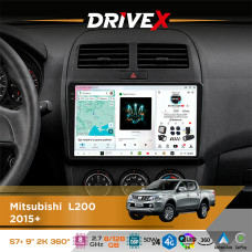 Штатна магнітола для Mitsubishi L200 2015+ DriveX S7+ 2K QLED 9" Android 8-ядерний 2.7ГГц 8x128Гб SIM-картка 3G/4G AK7808 AB 4x50W 360° DSP AK7739 VELVET бездротовий CarPlay та AndroidAuto