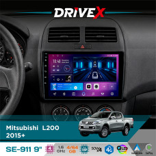 Штатна магнітола для Mitsubishi L200 2015+ DriveX SE-911 4+64Гб QLED 9" Android 4-ядерний 4x50W(TDA7851) DSP бездротовий CarPlay та AndroidAuto