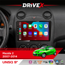 Штатна магнітола для Mazda 2 2007-2014 DriveX UN5 QLED 9" Android 4-ядерний 2+32Гб 4x45W бездротовий CarPlay та AndroidAuto