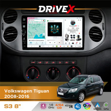 Штатна магнітола для Volkswagen Golf Plus 2005-2014 DriveX S3 QLED 8" з фізичними кнопками Android 8-ядерний 1.6ГГц 4x64Гб SIM-картка 3G/4G 7388 45W ASP TM2313 бездротовий CarPlay та AndroidAuto