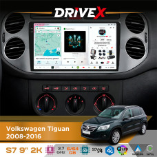 Штатна магнітола для Volkswagen Tiguan 2008-2016 DriveX S7 2K QLED 9" Android 8-ядерний 2.7ГГц 6x64Гб SIM-картка 3G/4G AK7808 AB 4x50W DSP AK7739 VELVET бездротовий CarPlay та AndroidAuto