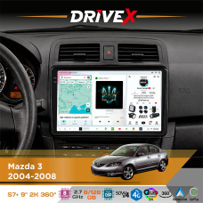 Штатна магнітола для Mazda Alexa 2006-2008 DriveX S7+ 2K QLED 9" Android 8-ядерний 2.7ГГц 8x128Гб SIM-картка 3G/4G AK7808 AB 4x50W 360° DSP AK7739 VELVET бездротовий CarPlay та AndroidAuto