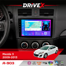 Штатна магнітола для Mazda 3 2009-2013 DriveX A-903 QLED 9" Android 4-ядерний 2+32Гб 4x50W(TDA7851) бездротовий CarPlay та AndroidAuto