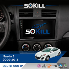 Штатна магнітола для Mazda 3 2009-2013 SoKill DELTA-900 9" Android 4-ядерний 2+64Гб 4x45W бездротовий CarPlay та AndroidAuto