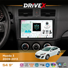 Штатна магнітола для Mazda 3 2009-2013 DriveX S4 QLED 9" Android 8-ядерний 1.6ГГц 4x64Гб SIM-картка 3G/4G TDA7851 4x50W DSP AK7604 бездротовий CarPlay та AndroidAuto