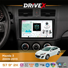 Штатна магнітола для Mazda 3 2009-2013 DriveX S7 2K QLED 9" Android 8-ядерний 2.7ГГц 6x64Гб SIM-картка 3G/4G AK7808 AB 4x50W DSP AK7739 VELVET бездротовий CarPlay та AndroidAuto