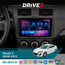 Штатна магнітола для Mazda 3 2009-2013 DriveX SE-903 QLED 9" Android 8-ядерний 4+64Гб SIM-картка 3G/4G DSP 4x50W(TDA7851) бездротовий CarPlay та AndroidAuto