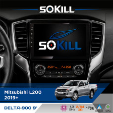 Штатна магнітола для Mitsubishi L200 2019+ SoKill DELTA-900 9" Android 4-ядерний 2+64Гб 4x45W бездротовий CarPlay та AndroidAuto
