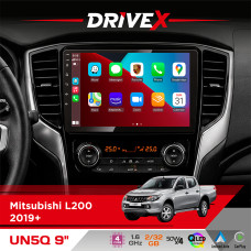Штатна магнітола для Mitsubishi L200 2019+ DriveX UN5 QLED 9" Android 4-ядерний 2+32Гб 4x45W бездротовий CarPlay та AndroidAuto