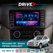 Штатна магнітола для Mercedes ML -Klasse (W164) 2005-2011 DriveX SE-903 QLED 9" Android 8-ядерний 4+64Гб SIM-картка 3G/4G DSP 4x50W(TDA7851) бездротовий CarPlay та AndroidAuto