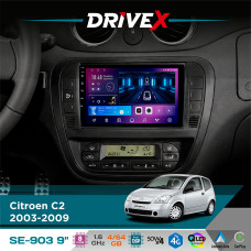 Штатна магнітола для Citroen C3 2001-2009 DriveX SE-903 QLED 9" Android 8-ядерний 4+64Гб SIM-картка 3G/4G DSP 4x50W(TDA7851) бездротовий CarPlay та AndroidAuto