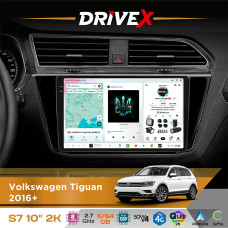 Штатна магнітола для Volkswagen Tiguan 2016+ DriveX S7 2K QLED 10" Android 8-ядерний 2.7ГГц 6x64Гб SIM-картка 3G/4G AK7808 AB 4x50W DSP AK7739 VELVET бездротовий CarPlay та AndroidAuto