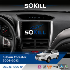 Штатна магнітола для Subaru Impreza 2007-2012 SoKill DELTA-900 9" Android 4-ядерний 2+64Гб 4x45W бездротовий CarPlay та AndroidAuto