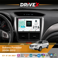 Штатна магнітола для Subaru Forester 2008-2012 DriveX S7+ 2K QLED 9" Android 8-ядерний 2.7ГГц 8x128Гб SIM-картка 3G/4G AK7808 AB 4x50W 360° DSP AK7739 VELVET бездротовий CarPlay та AndroidAuto