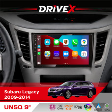 Штатна магнітола для Subaru Legacy 2009-2014 DriveX UN5 QLED 9" Android 4-ядерний 2+32Гб 4x45W бездротовий CarPlay та AndroidAuto
