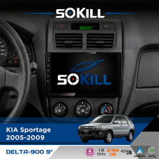 Штатна магнітола для KIA Sportage 2005-2009 SoKill DELTA-900 9" Android 4-ядерний 2+64Гб 4x45W бездротовий CarPlay та AndroidAuto