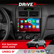 Штатна магнітола для KIA Sportage 2005-2009 DriveX UN5 QLED 9" Android 4-ядерний 2+32Гб 4x45W бездротовий CarPlay та AndroidAuto