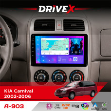 Штатна магнітола для KIA Sedona 2002-2006 DriveX A-903 QLED 9" Android 4-ядерний 2+32Гб 4x50W(TDA7851) бездротовий CarPlay та AndroidAuto
