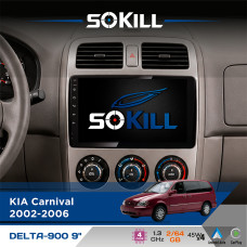 Штатна магнітола для KIA Sedona 2002-2006 SoKill DELTA-900 9" Android 4-ядерний 2+64Гб 4x45W бездротовий CarPlay та AndroidAuto