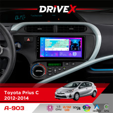 Штатна магнітола для Toyota Prius C 2012-2014 DriveX A-903 QLED 9" Android 4-ядерний 2+32Гб 4x50W(TDA7851) бездротовий CarPlay та AndroidAuto