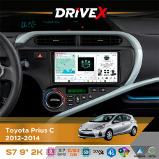 Штатна магнітола для Toyota Prius C 2012-2014 DriveX S7 2K QLED 9" Android 8-ядерний 2.7ГГц 6x64Гб SIM-картка 3G/4G AK7808 AB 4x50W DSP AK7739 VELVET бездротовий CarPlay та AndroidAuto