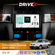 Штатна магнітола для Volkswagen Touareg 2002-2010 DriveX S3 QLED 9" Android 8-ядерний 1.6ГГц 4x64Гб SIM-картка 3G/4G 7388 4x45W ASP TM2313 бездротовий CarPlay та AndroidAuto
