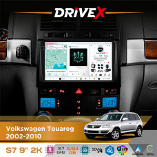Штатна магнітола для Volkswagen Touareg 2002-2010 DriveX S7 2K QLED 9" Android 8-ядерний 2.7ГГц 6x64Гб SIM-картка 3G/4G AK7808 AB 4x50W DSP AK7739 VELVET бездротовий CarPlay та AndroidAuto