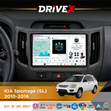 Штатна магнітола для KIA Sportage (SL) 2010-2016 DriveX S7+ 2K QLED 9" Android 8-ядерний 2.7ГГц 8x128Гб SIM-картка 3G/4G AK7808 AB 4x50W 360° DSP AK7739 VELVET бездротовий CarPlay та AndroidAuto
