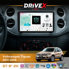 Штатна магнітола для Volkswagen Tiguan 2011-2016 DriveX S7 2K QLED 9" Android 8-ядерний 2.7ГГц 6x64Гб SIM-картка 3G/4G AK7808 AB 4x50W DSP AK7739 VELVET бездротовий CarPlay та AndroidAuto