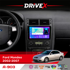 Штатна магнітола для Ford Mondeo 2002-2007 DriveX A-903 QLED 9" Android 4-ядерний 2+32Гб 4x50W(TDA7851) бездротовий CarPlay та AndroidAuto