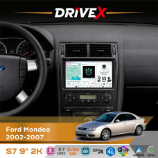 Штатна магнітола для Ford Mondeo 2002-2007 DriveX S7 2K QLED 9" Android 8-ядерний 2.7ГГц 6x64Гб SIM-картка 3G/4G AK7808 AB 4x50W DSP AK7739 VELVET бездротовий CarPlay та AndroidAuto