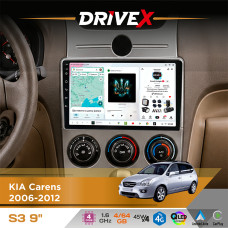 Штатна магнітола для KIA Carens 2006-2012 DriveX S3 QLED 9" Android 8-ядерний 1.6ГГц 4x64Гб SIM-картка 3G/4G 7388 4x45W ASP TM2313 бездротовий CarPlay та AndroidAuto