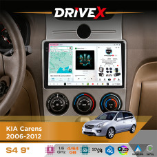 Штатна магнітола для KIA Rondo 2007-2012 DriveX S4 QLED 9" Android 8-ядерний 1.6ГГц 4x64Гб SIM-картка 3G/4G TDA7851 4x50W DSP AK7604 бездротовий CarPlay та AndroidAuto