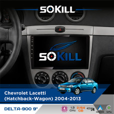 Штатна магнітола для Chevrolet Lacetti (Hatchback-Wagon) 2004-2013 SoKill DELTA-900 9" Android 4-ядерний 2+64Гб 4x45W бездротовий CarPlay та AndroidAuto