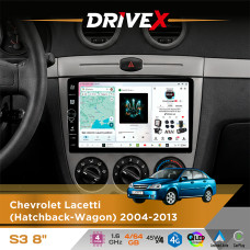Штатна магнітола для Chevrolet Lacetti (Hatchback-Wagon) 2004-2013 DriveX S3 QLED 8" з фізичними кнопками Android 8-ядерний 1.6ГГц 4x64Гб SIM-картка 3G/4G 7388 45W ASP TM2313 бездротовий CarPlay та AndroidAuto